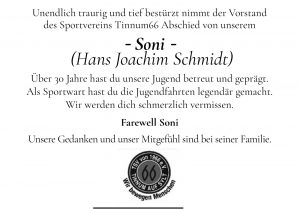 Read more about the article Wir trauern um Soni (Hans Joachim Schmidt)