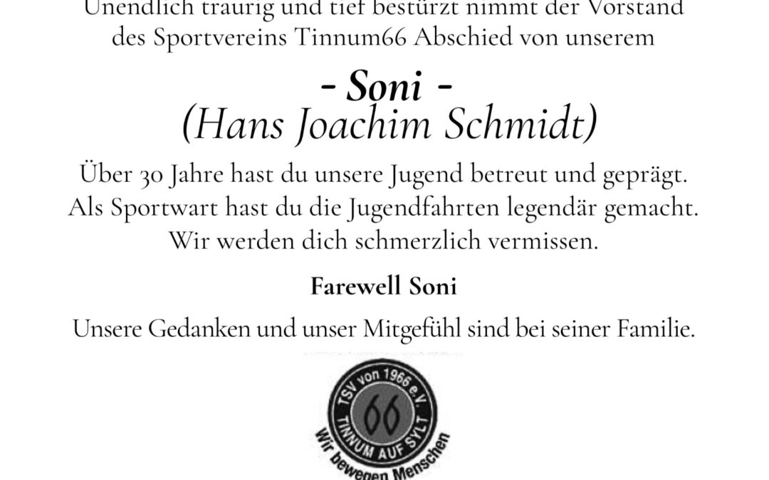 Wir trauern um Soni (Hans Joachim Schmidt)